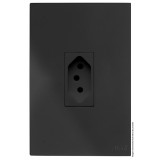 Conjunto Tomada 10a Vertical 4x2 - RECTA Grafite Satin Fosco